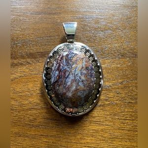 Carolyn Pollack Relios Taos Pietersite Sterling Silver Brass Enhancer Pendant